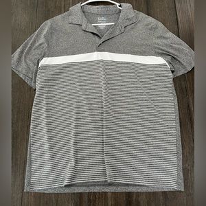 Croft & Barrow Gray and White Striped Polo Shirt